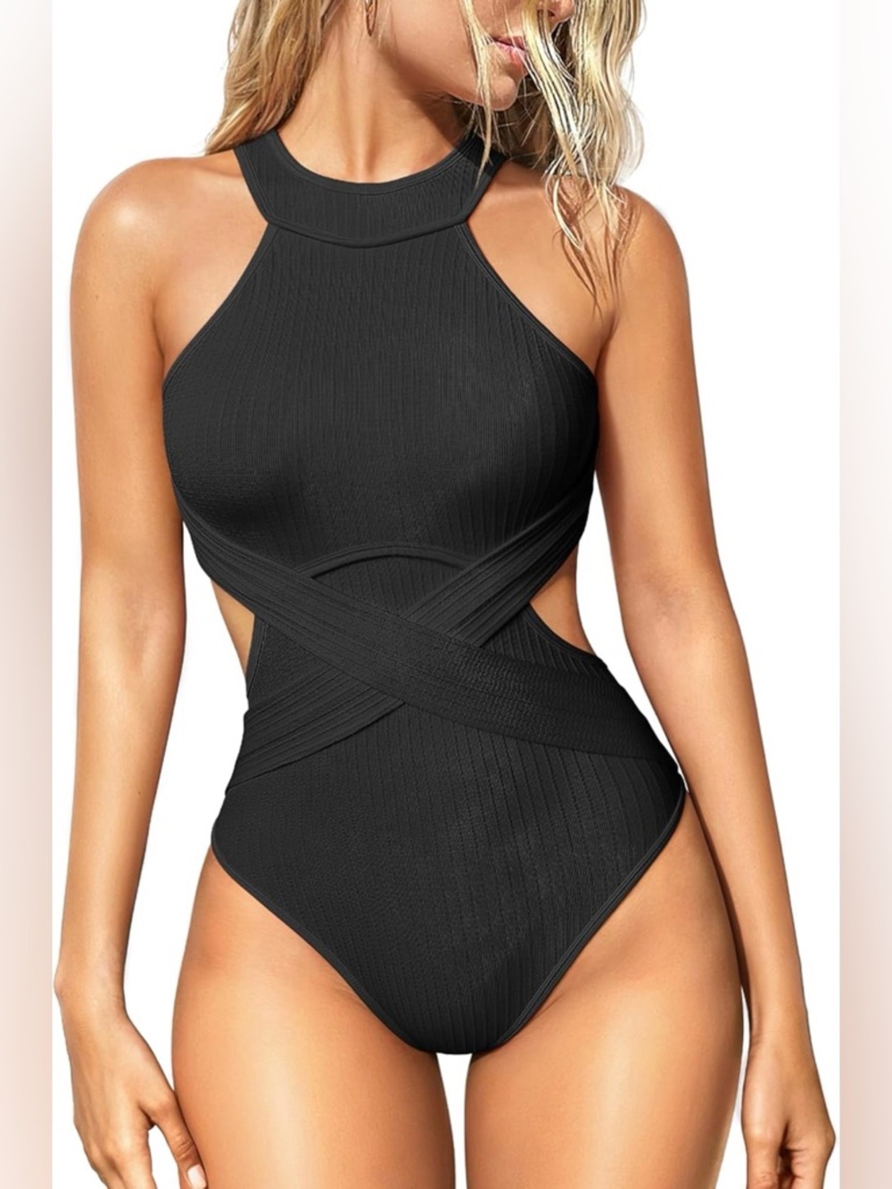 OQQ NWOT Women's One Piece Swimsuits Tummy Control High WaistedQ SIZE XL